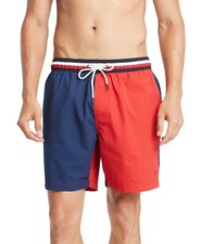 Tommy Hilfiger Men's Navy Blazer Colorblocked Seersucker Stripe 6.5" Swim Trunks
