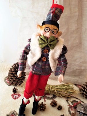 ELFO DI BABBO NATALE IN TESSUTO E CERAMICA decorazioni natalizie