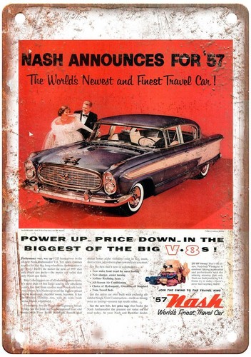 Vintage 1957 Nash Automobile Ad Retro Look Reproduction Metal Sign A3718 - 第 1/2 張圖片