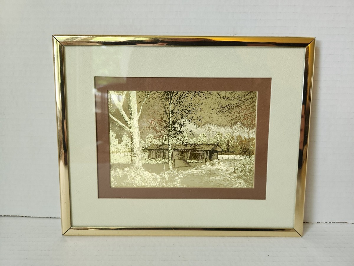 Vintage Manifestations Optical Illusionary Art Foil Print Gold