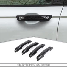 For 2022-2024 Jeep Grand Cherokee Carbon Fiber Look Door Handle Shell Cover Trim