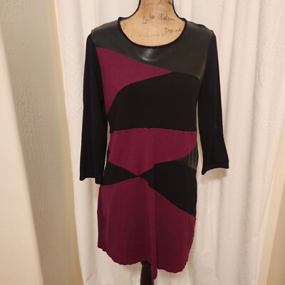 Alfani Women's S Black & Fuchsia 3/4 Sleeve Faux Leather Sheath Dress | eBay Alfani Women's S Black & Fuchsia 3/4 Sleeve Faux Leather Sheath Dress | eBay