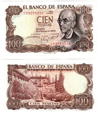 1970 Spain 100 Pesetas Banknote UNC P152