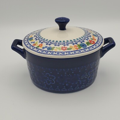 Pioneer Woman Dazzling Dahlia Cobalt Blue 14.4 oz Mini Casserole Dish Lid NWOT