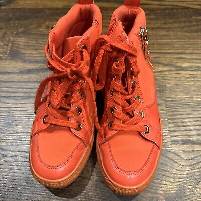 Men's ALDO Red High top Tennis shoes Size 12 Gold buckle 2 Gold Zippers  Varves | eBay