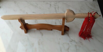 Peach Wood Sword + Rack Feng Shui Exorcise Evil Amulet Spirits
