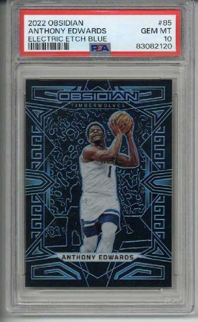 2022 PANINI OBSIDIAN ELECTRIC ETCH BLUE ANTHONY EDWARDS /30 PSA 10 LOW POP RARE