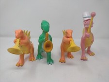 Ankyo Dinosaurs Lot of 4 Plastic Toy Figure Marching Band Saxophone Trumpet