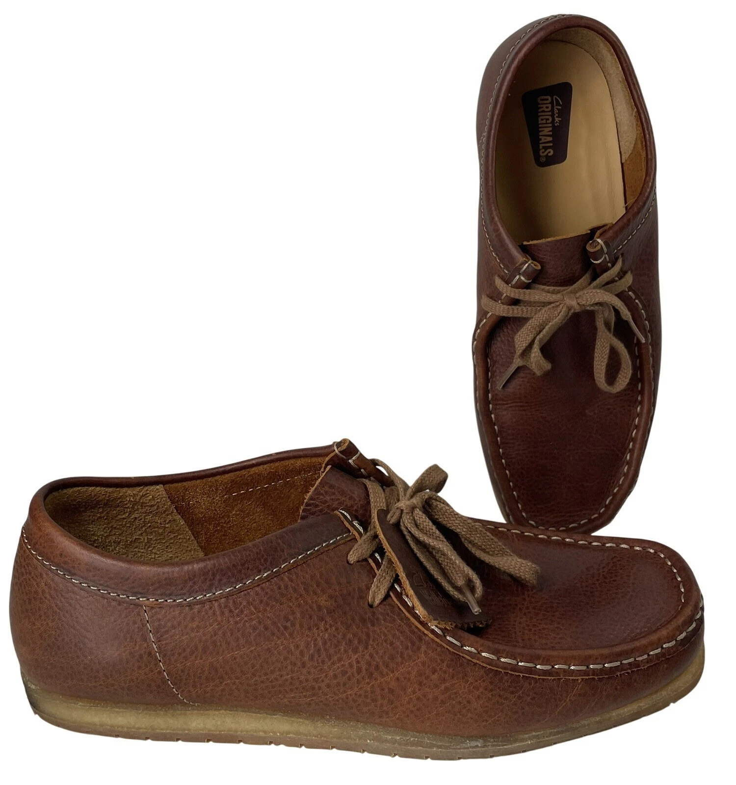 Scarpe Clarks Originals Wallabees uomo 9 vecchia scuola mocassino pelle marrone 16050