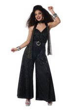 Let's Dance Disco Jumpsuit - Black - Costume - Women - 3 Sizes