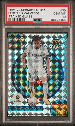 2021 PANINI MOSAIC LA LIGA STAINED GLASS #30 FEDERICO VALVERDE PSA 10