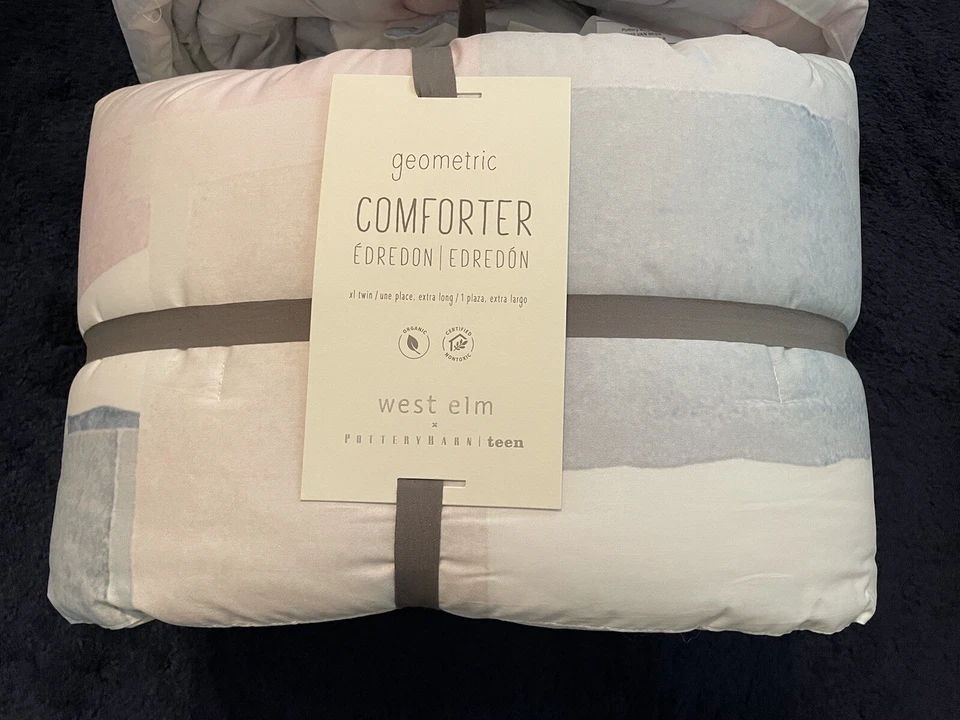 Two NEW Pottery Barn Teen West Elm Geometric Twin XL Comforters - Blush/Multi - Image 3 of 4