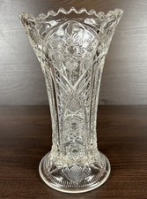 Antique EAPG Cambridge Clear Glass Fernland Vase  Fern Hobstar Snowflake