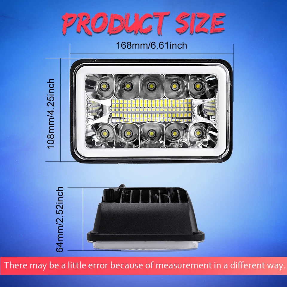 4Pcs 4x6 INCH LED Headlight DRL Projector For Kenworth T800 Freightliner FLD120 - Изображение 3 из 4