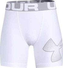 New Under Armour XSM Boys White Gray Heat Gear Under Sport Shorts 5 &ldquo; 1330758-00