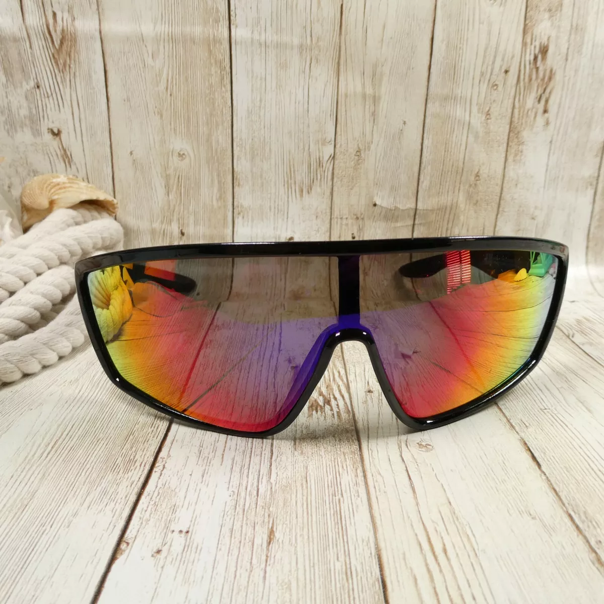 H&M Black Mirrored Wrap Shield Sunglasses - 0935383 | eBay