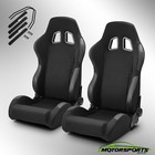 1 Pair Universal Black Pineapple Fabric/PVC Leather Easy Reclinable Racing Seats
