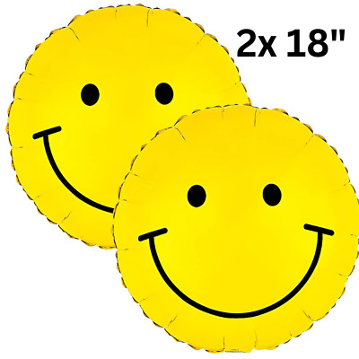 Balloons 18'' Smiley Face Foil Helium Balloon 2 Pack Birthday all occasion party