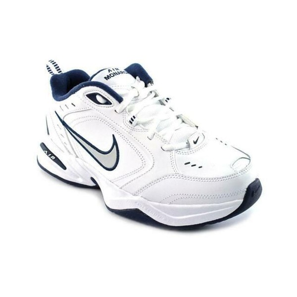 Nike Air Monarch IV Men's Athletic Shoes - White/Midnight Navy/White/Metallic Silver, Size 12 4E 
