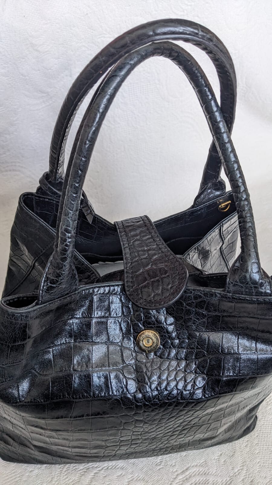 Woman's Black Leather Bag eBay