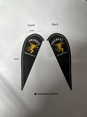 Fireball Cinnamon Whiskey Advertising Swooper Flag RARE!! -C8