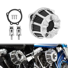 Chrome Air Filter Cleaner Grey Intake For Harley Dyna Wide Super Glide 2000-2017