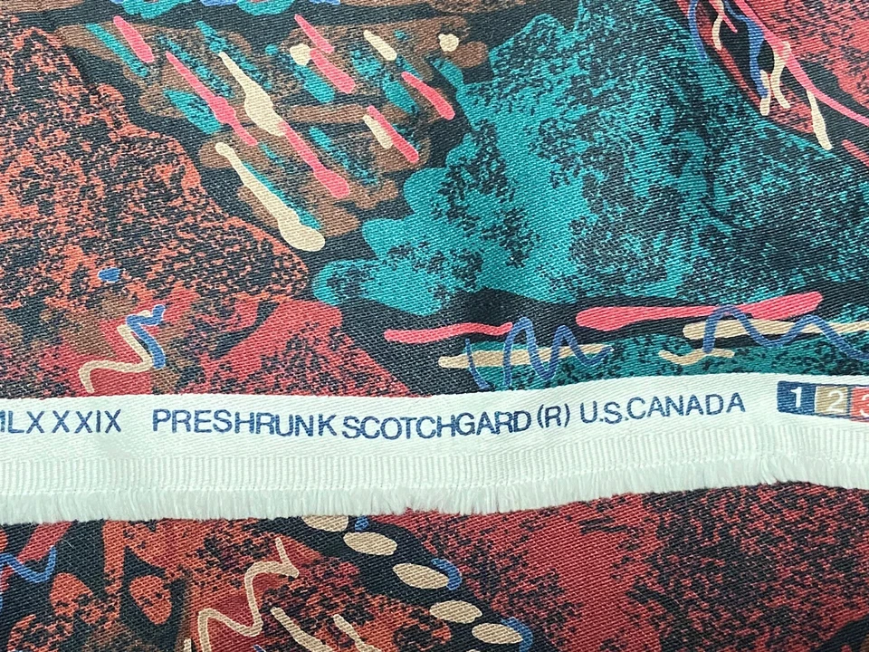 Kenmill Fabric Southwest Y2K 80s Geometric 26” X 69” Upholstery 1989 Abstract - Image 4 of 4