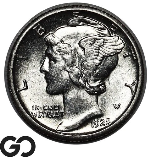 1925-S Mercury Dime, Lustrous Gem BU++ Better Date
