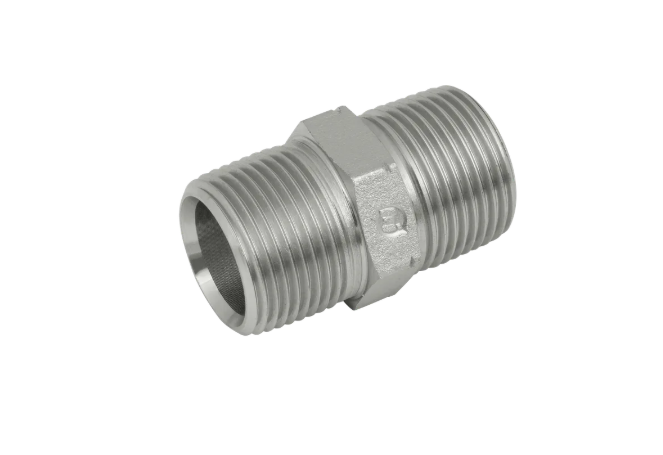 3/8""NPT Male to 3/8""BSP Male Adaptor Nipple in zinc coated steel for Air, Oil