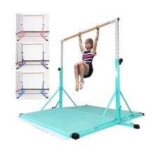 Gymnastics Bar for Kids Ages 3-15, 35" to 60" Adjustable Height, 4FT Wide Bas...