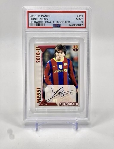 LIONEL MESSI FC Barcelona 2010-11 Autografo PSA 9 Panini Stickers #119 Auto Mint