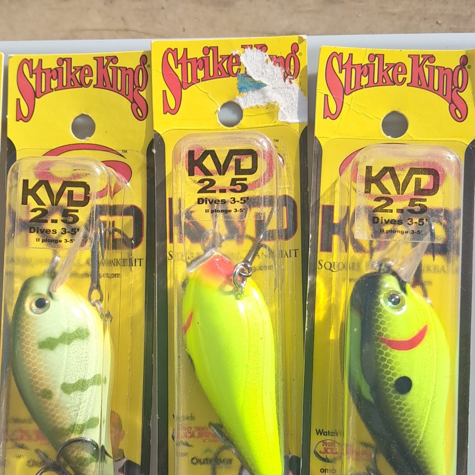 Strike King KVD 1.5 2.5 Crankbait lot.  Neon Bluegill Chartreuse Perch. Lot of 5 - Image 4
