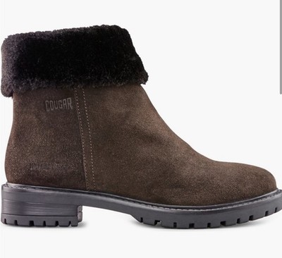 Cougar Women's Faux Fur Suede Kendal Waterproof Gray Brown Winter Boot Sz 6