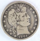 F Details Counter-Stamped 1901 O Barber Half Dollar