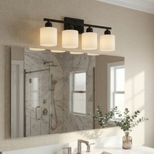 25" 4 Lights Vanity Light Milk Glass Wall Lamp Bathroom Mirror Sconce Fixture UL