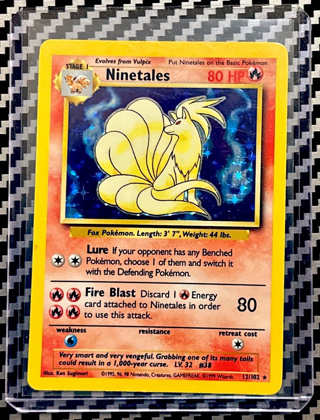 1999 Pokemon TCG- Ninetales 012/102 Base Set Unlimited Holo MP