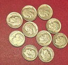 Lot of 10 ROOSEVELT SILVER DIMES 90% Silver