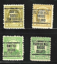 REGULAR & INVERTED RI Precancels 9-13 Cent 1920's Regular Issue US 1pre12