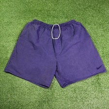 Vintage 90s Nike Windowpane Grid Faded Navy USA Made Cotton Shorts XXL - READ
