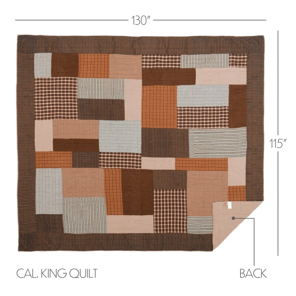 Rustic California King Quilt Grey Patchwork Rory Cotton Bedroom Decor VHC Brands - Image 3 of 4
