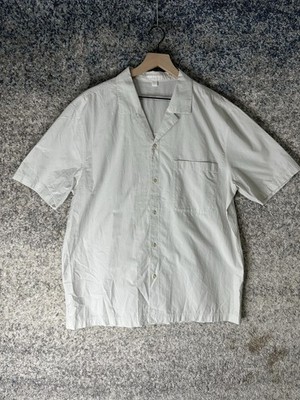 COS Shirt Mens Large White Cotton Short Sleeve Button Front Spread Collar Casual