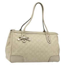 GUCCI GG Canvas Guccissima Princess Bag Leather Ivory Gold 177052 Auth 186378V