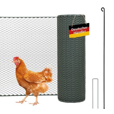 Hühnerzaun Weidezaun Geflügelnetz Zaun 25 m lang x 0,9 m hoch, grün