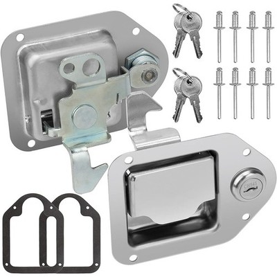 Stainless Steel RV Trailer Paddle Door Latch Handle Truck Tool Box Lock+Key