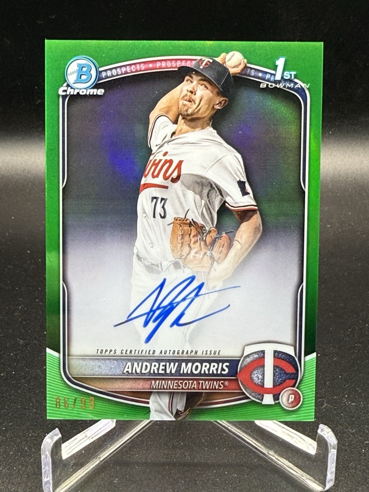 2025 Bowman Chrome Prospect Andrew Morris CPA- AMO 1st Bowman AUTO GREEN 86/99