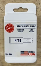 Excel Blades 22618 #18 Wood Chisel Replacement Blade, Carbon Steel, 1/2", PK/100