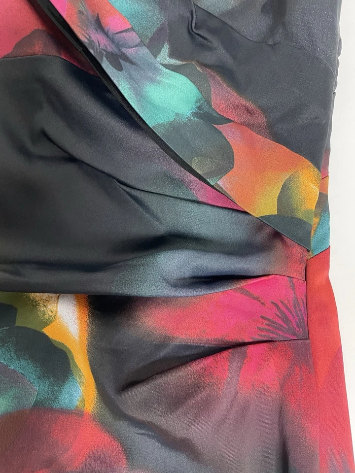 Women’s Karen Millen Black Multi-coloured Satin Dress Size 10 - Image 3 of 4