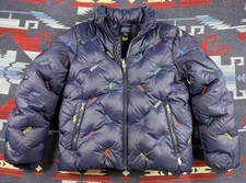 RL Polo Ralph Lauren All Over Logo Down Puffer Jacket Navy Boys Girls Sport Sz S