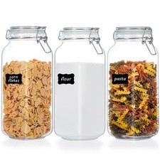 78oz Glass Food Storage Jars with Airtight Clamp Lids, 3 Pack Large Kitchen C...