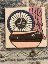 Vintage Earthtones Accent Tile Wall Decor Trivet Southwest Art l